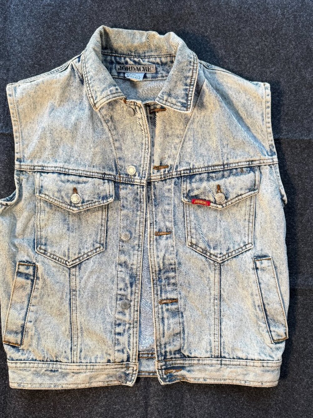 Vintage Jordache Acid Wash Denim Vest 80s Made in Hong Kong Jean Vest